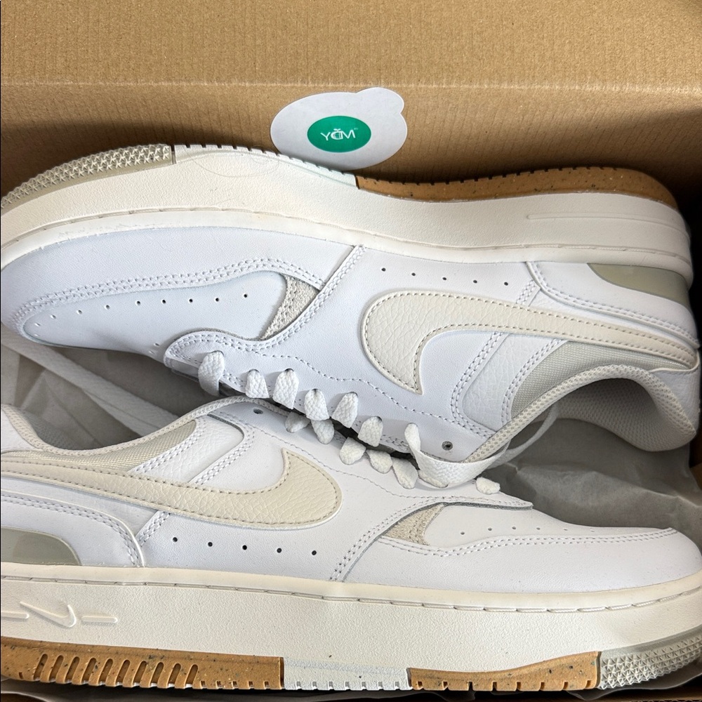 Nike White and Tan Women's Athletic Shoes